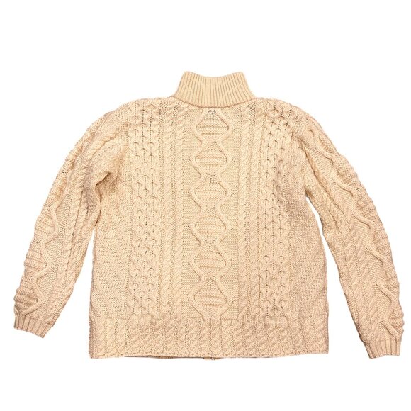 Aran Mor Ireland Zip Front Wool Cardigan, Natural, L - Picture 2 of 7